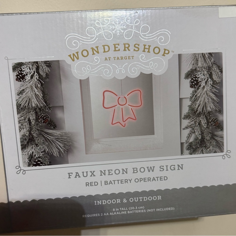 Wondershop Red Faux Neon Bow Light Sign